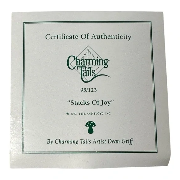 Charming Tails Blown Glass Christmas Tree Ornament Stacks Of Joy In Box with tag - Picture 9 of 10